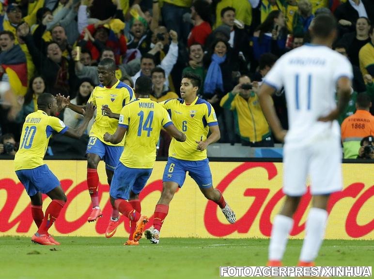 Ecuador câştigă cu 2-1 meciul cu Honduras, în grupa E a Cupei Mondiale din Brazilia