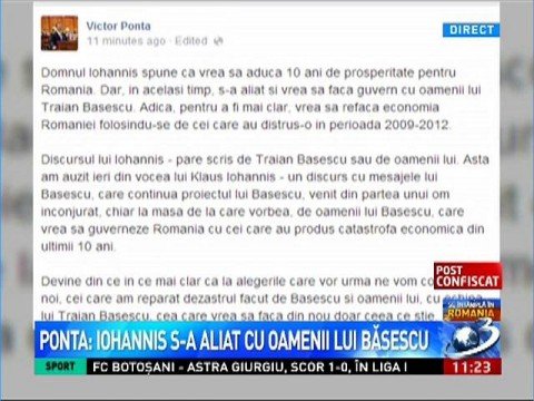 Ponta: Iohannis has allied with Băsescu’s men