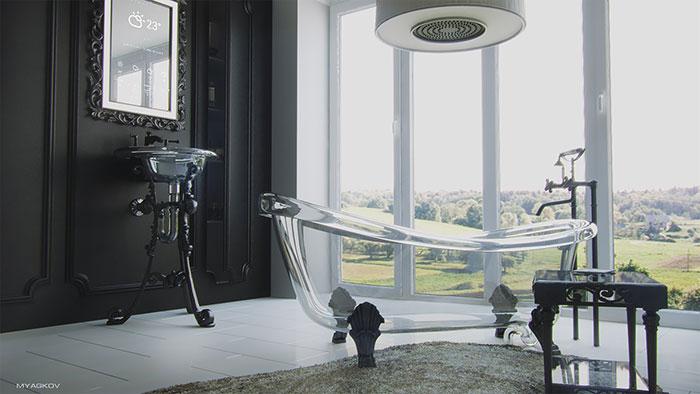 Băi de sute de mii de euro, transformate în opere de artă. Cada balansoar sau chiuveta din amethist 276125