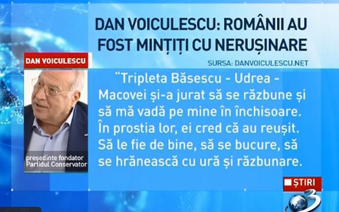 Dan Voiculescu: Românii au fost minţiţi cu neruşinare de tripleta Băsescu - Udrea - Macovei
