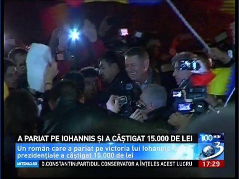A Romanian won 15.000 lei, after betting that Iohannis would win the elections