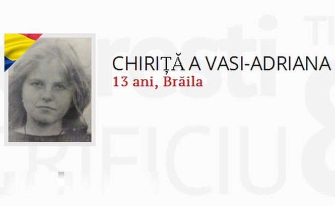 DĂ VIAŢĂ EROILOR! Vasi-Adriana Chiriţă avea 13 ani când a murit împuşcată la Revoluţie