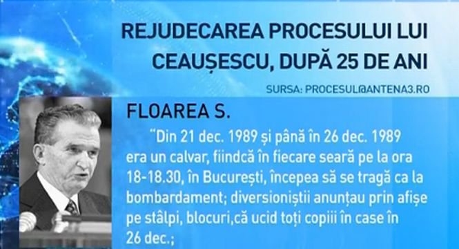 Antena 3 vă propune rejudecarea procesului lui Nicolae Ceauşescu