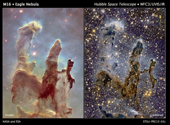 Telescopul Hubble a &quot;revizitat&quot; un vechi prieten. NASA a publicat noi imagini spectaculoase cu Stâlpii Creaţiei