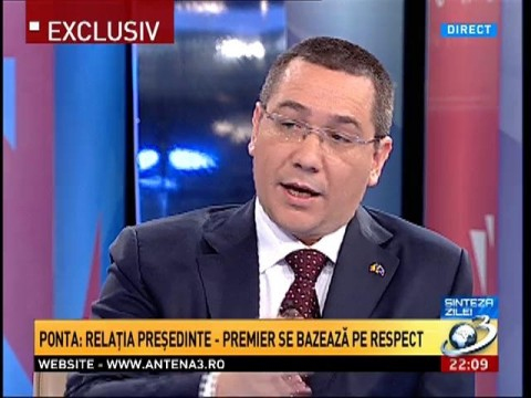 Victor Ponta: The President-Prime Minister relationship is based on respect. I represent those who voted me and, equally, those who did not vote for me