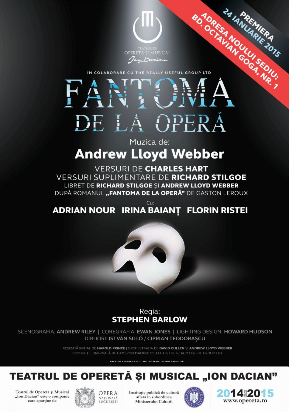 Cel mai de succes musical din toate timpurile, &quot;Fantoma de la Operă&quot;, vine la Bucureşti