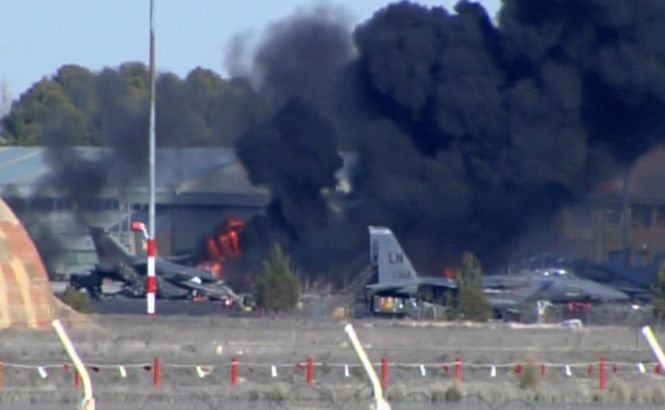 F-16-le prăbuşit la baza NATO din Spania a avut probleme tehnice la decolare