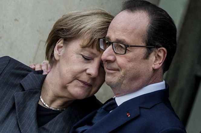 Preşedintele Francois Hollande şi cancelarul Angela Merkel, vizită surpriză la Kiev