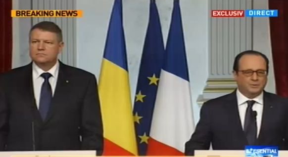 Klaus Iohannis, declaraţie comună cu Francois Hollande: Am cerut sprijinul Franţei pentru aderarea la Schengen