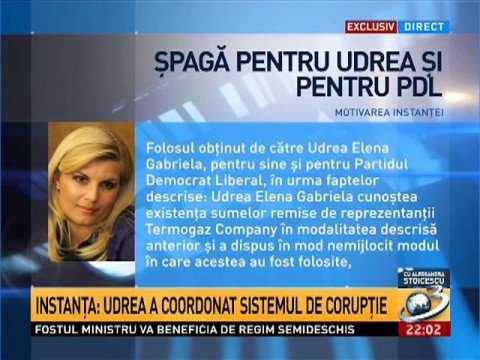 Elena Udrea’s lawyer on Antena 3: Elena Udrea has got no criminal involvement in the &quot; Bute Gala &quot;