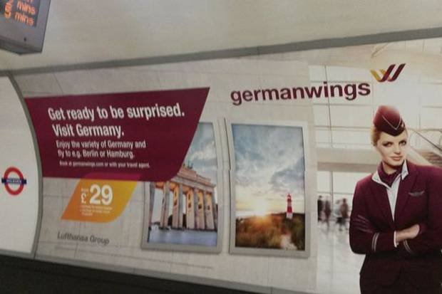 Germanwings renunţă la panourile publicitare cu sloganul &quot;Pregăteşte-te să fii surprins!&quot;