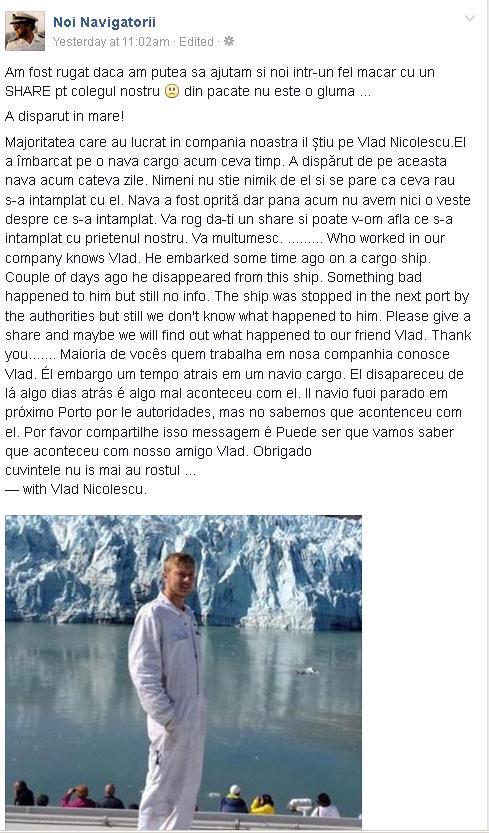 Român dispărut de pe vasul pe care lucra 302332