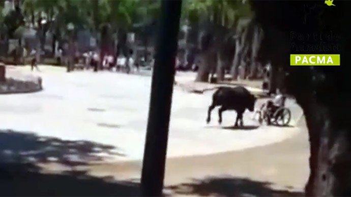 Turbat, nebun şi periculos! Un taur furios a scăpat din arenă şi a rănit 11 persoane pe străzile unui orăşel din Spania (VIDEO)