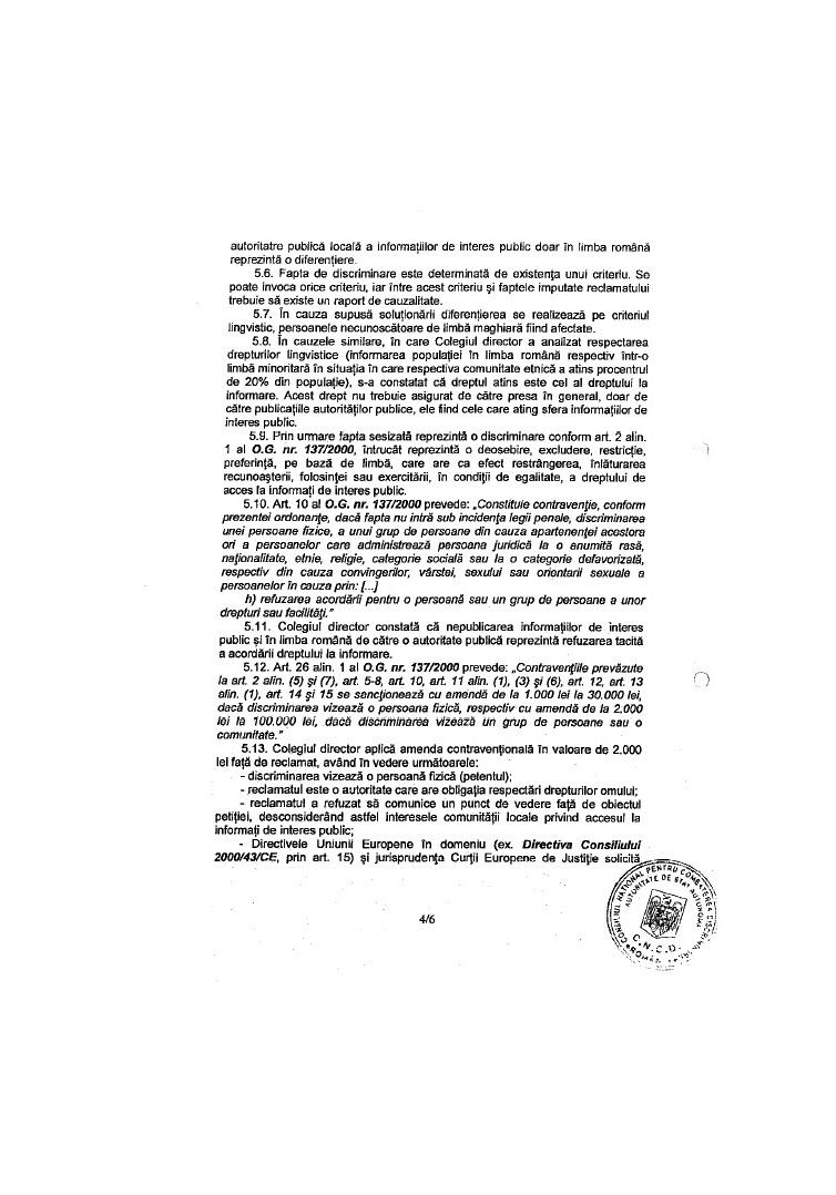 Primar UDMR-ist, amendat pentru DISCRIMINAREA românilor  307500