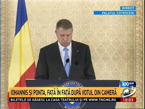 Iohannis: Ponta chose to sacrifice the interest of Romania for his own interest. It's a sad day for democracy