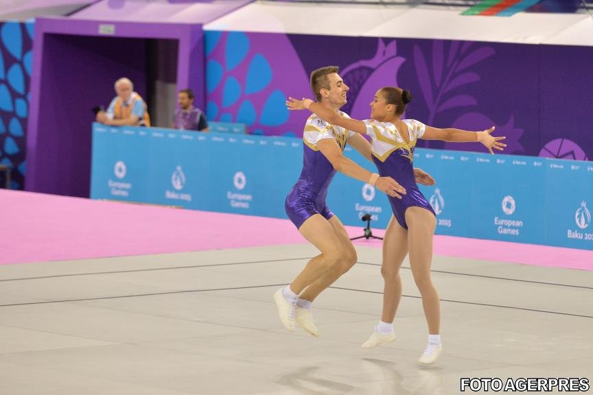 Jocurile Europene Baku 2015: România, calificată în finala probei de perechi mixte, la gimnastică aerobică 