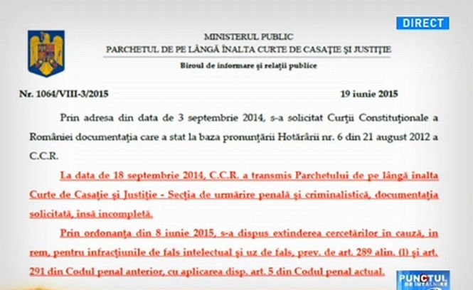 Punctul de Întâlnire. Documentul care confirmă că Băsescu a fost salvat de CCR prin fals intelectual şi uz de fals