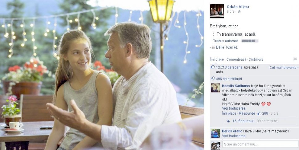 Viktor Orban, pe Facebook: &quot;Transilvania, acasă&quot;. Ce îi răspunde liderul Partidului România Unită