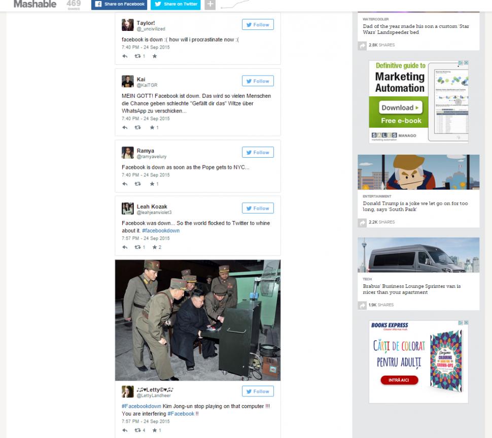 UPDATE: A picat Facebook. Rețeaua de socializare nu a funcționat aproape o oră 330777