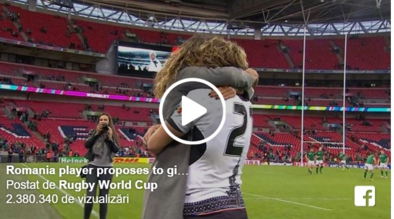 Un rugbist din naționala României și-a cerut în căsătorie iubita pe Wembley
