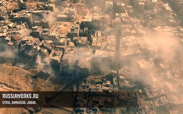 Imagini şocante din Siria: Raidurile aeriene ruseşti, surprinse cu o dronă