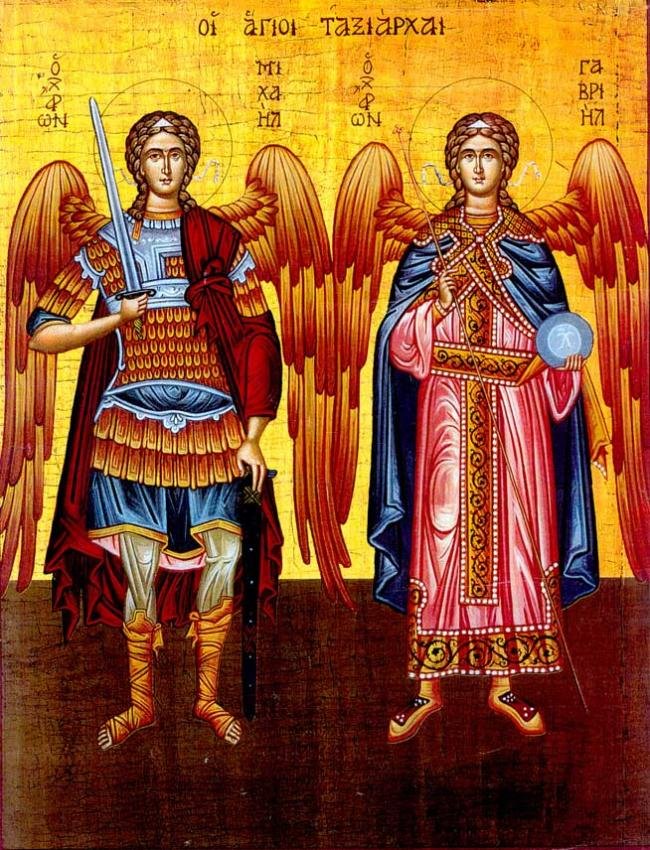Sfinţii Arhangheli Mihail si Gavriil, primii doi cei mai importanţi conducători ai cetelor de îngeri din cer