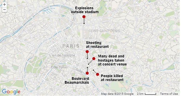 Atacurile din Paris: Ce s-a întâmplat în fiecare locație