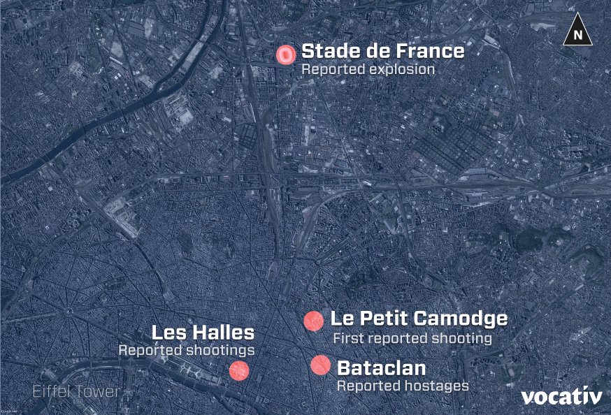 Teroare la Paris! Aceasta este harta ţintelor vizate de terorişti în capitala Franţei
