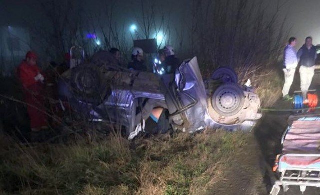 Accident grav la intrarea în Timișoara – un autoturism s-a dat peste cap