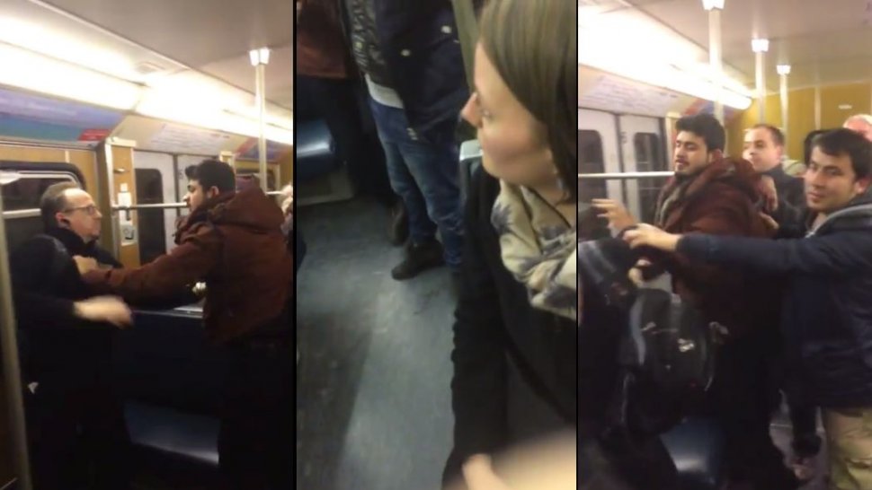Imagini scandaloase! Pensionari agresați de un grup de imigranți pentru că au sărit în ajutorul femeii pe care o hărțuiau în metrou