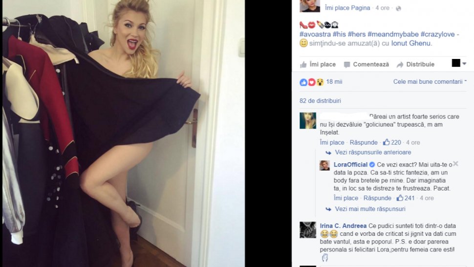 Răspunsul scandalos pe care i l-a dat Lora unei adolescente care i-a comentat pe Facebook