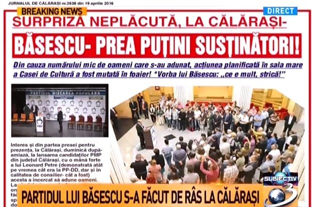 Cum s-a făcut de râs partidul lui Traian Băsescu la Călărași
