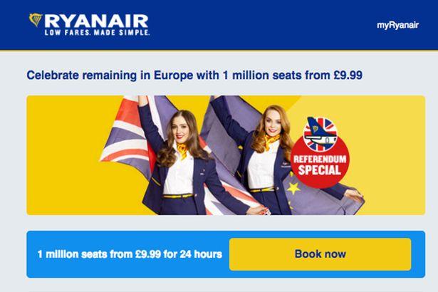 Gafa uriașă făcută de cei de la Ryanair la câteva ore după ce Marea Britanie a decis să iasă din Uniunea Europeană 389616