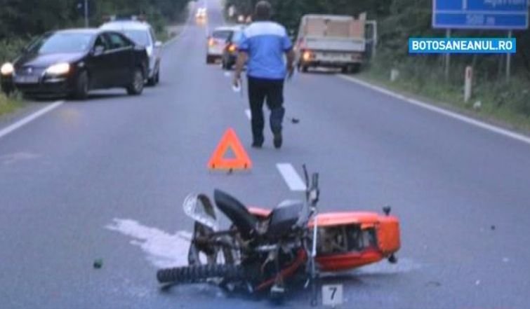 Motociclist spulberat de o mașină în județul Botoșani