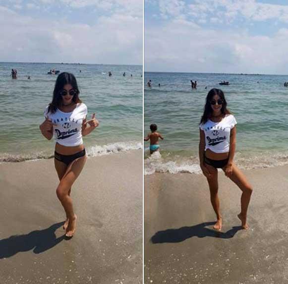 Cum s-a pozat o vedeta a Antenei la malul marii! Toti au intors capul cand au vazut ce scrie pe tricoul ei 395195
