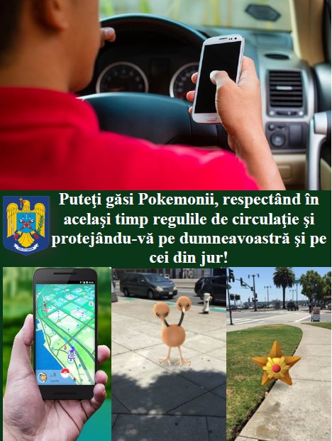Poliția Română, mesaj pe Facebook pentru utilizatorii jocului Pokemon GO