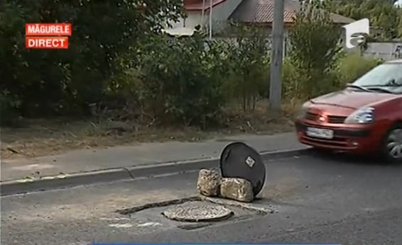 Drumul spre Măgurele, asfaltat special pentru vizita lui Hollande, a intrat în reparații