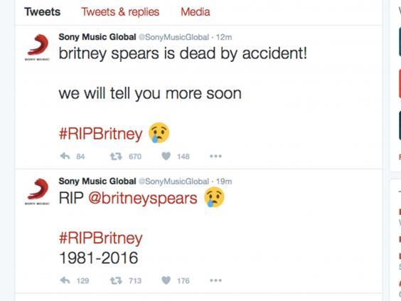 Contul de Twitter al Sony, spart de hackeri. Autorii atacului au anunțat că Britney Spears a murit 425078