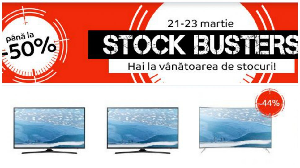 eMAG Stock Busters – Reduceri-șoc la televizoare 4K Ultra HD, preturi cu 5.900 lei mai mici