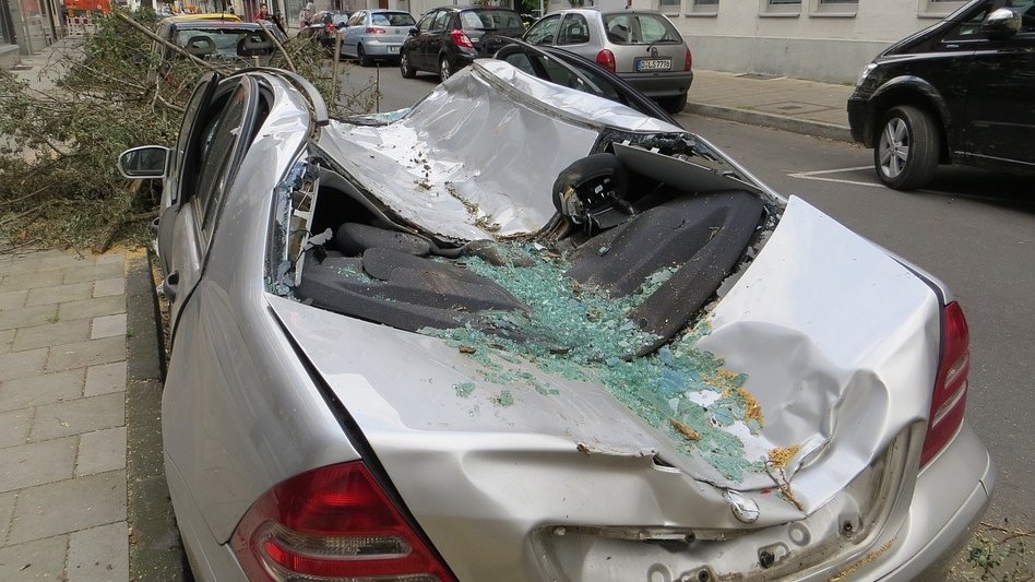 Incident șocant în trafic! Un copac rupt de furtună a lovit maşina unui senator PSD