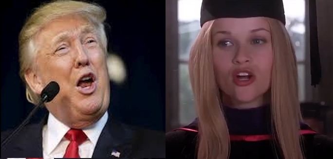 Donald Trump, acuzat că a „plagiat-o” pe Elle Woods din filmul ”Blonda de la Drept”. Video viral!