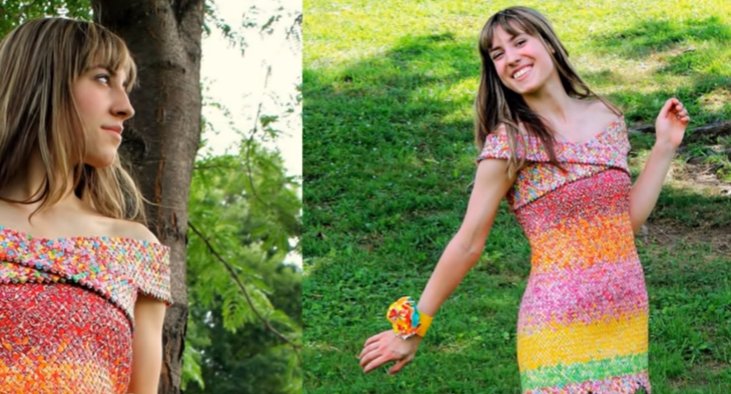 O tânără și-a confecționat cea mai ciudată rochie - FOTO