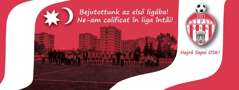 OSK Sepsi Sfântu Gheorghe a promovat în Liga I. Mesajul postat pe pagina de Facebook 452956