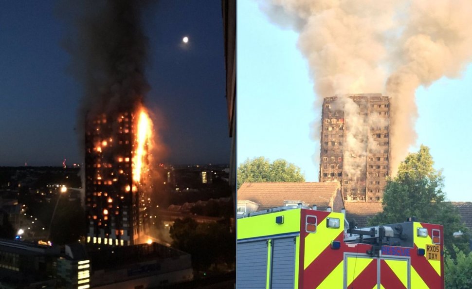 Incendiu uriaș într-un bloc de locuințe din Londra. Cel puțin 12 morți și peste 74 de răniți