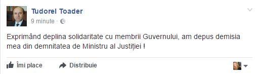 Ministrul Justiției, Tudorel Toader: Mi-am depus demisia 456775