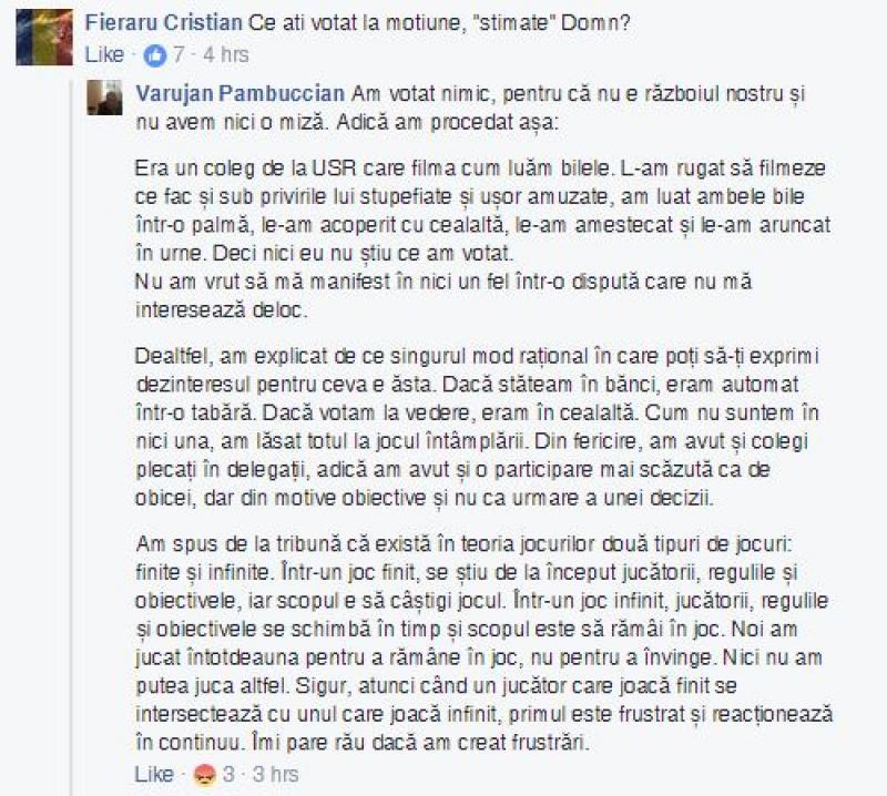 S-a aflat. Cu cine a votat la moțiunea PSD Varujan Pambuccian, liderul grupului minorităţilor naționale altele decât cea maghiară 458773