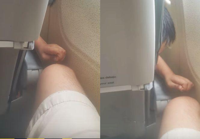A adormit în avion și s-a trezit cu dureri groaznice. Ce îi făcea persoana din fața lui  - VIDEO
