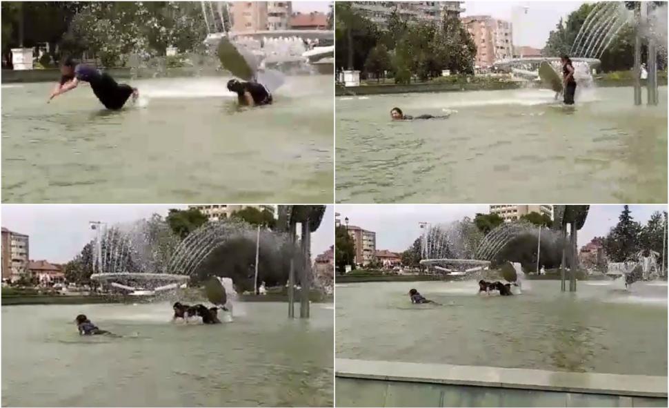 N-au mai suportat caldura!  Două fete înfierbântate s-au îmbăiat în fântâna arteziană din Alba 459422