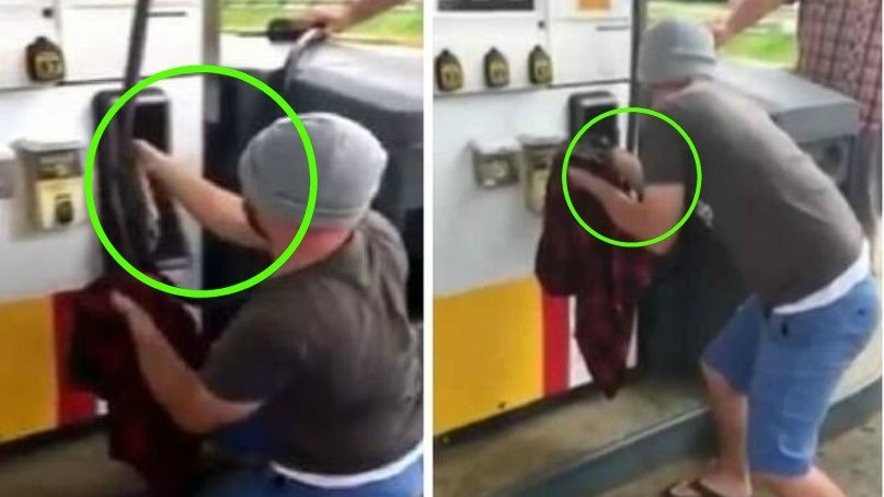 Descoperirea șocantă a unui șofer la o pompă de benzină. Era atașat dedesubt, ferit de ochii curioșilor - VIDEO