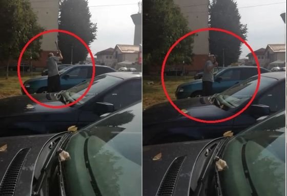 Incident șocant în România! Înarmat cu un topor, un bărbat face praf o maşină lăsată pe locul lui de parcare
